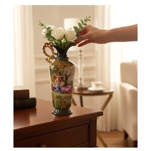 Victoria Carlsbad Austria Porcelain handled Ewer Vase Ornate Gold detailing